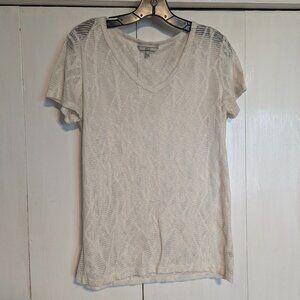 BKE Lace Short Sleeve White Shirt